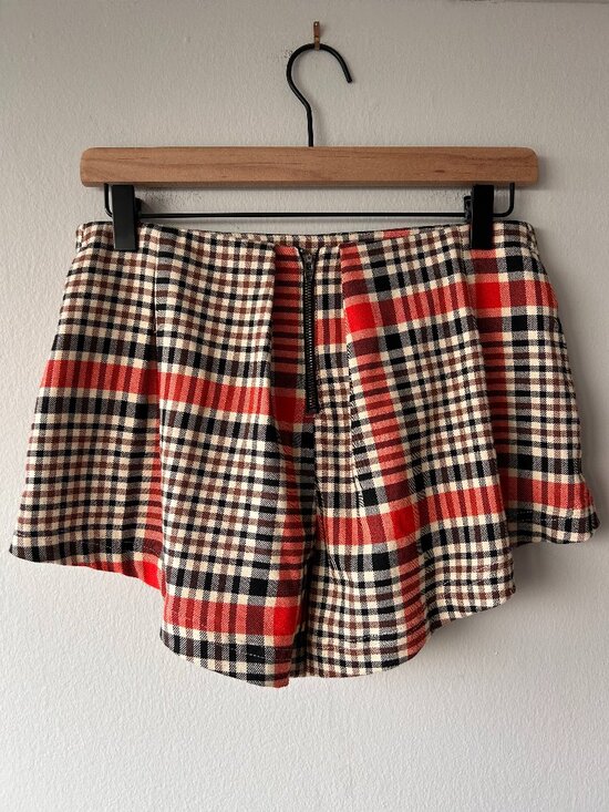 Free People Pants - Free People Plaid Checkered High Rise Zip Front Mini Shorts Size 2